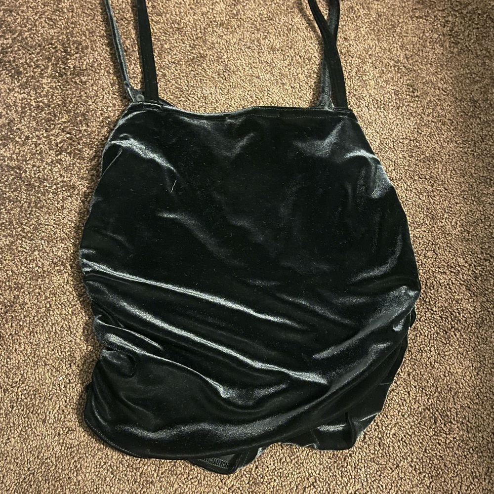 Scene black velvet spaghetti strap tank top 9/10 - Picture 5 of 7
